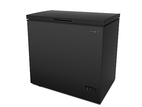 Frigidaire EFRF7003-BLACK Chest Deep Freezer, 7 Cu. Ft, Black Adjustable Thermostat-Removable Vinyl Coated Wire Basket-Easy Defrost Drain Frigidaire