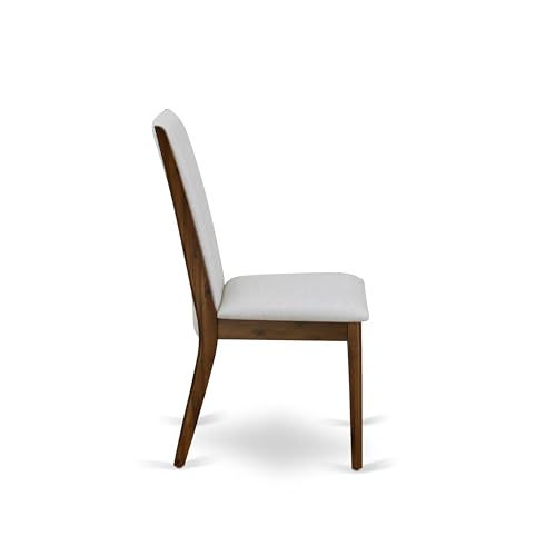 Luxe by East West Furniture LELA9-AWA-05 9 Pieces Dining Table Set Includes a Rectangular Kitchen Table and 8 Grey Linen Fabric Dining Room Chairs, Antique Walnut Finish Luxe by East West Furniture