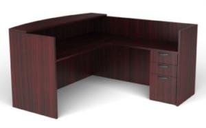 Offices to Go SL7130RDS L Shaped Reception Desk with Drawers American Dark Cherry Offices To Go