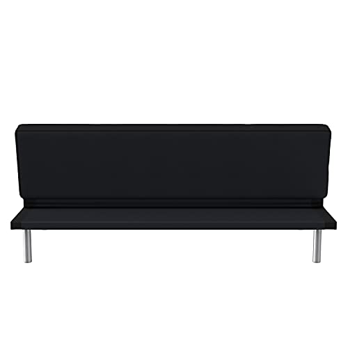 Serta® Rane Futon Sofa Bed 66.1", 3-in-1 Convertible Couch Sleeper for Small Spaces, Tufted Back, Twin Size Guest Bed, Black Woven Fabric Serta