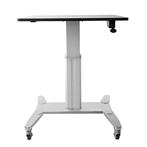 StarTech.com Mobile Standing Desk - Portable Sit Stand Ergonomic Height Adjustable Cart on Wheels - Rolling Computer/Laptop Workstation Table with Locking One-Touch Lift for Teacher/Student (STSCART) StarTech.com