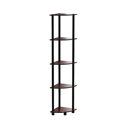 Furinno Turn-N-Tube 5 Tier Corner Display Rack Multipurpose Shelving Unit, 1-Pack, Dark Cherry/Black Furinno