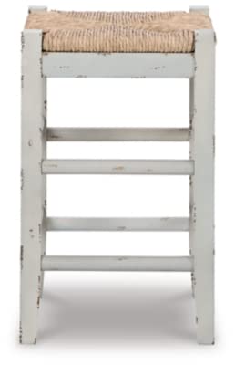 Signature Design by Ashley Mirimyn Farmhouse 23.63" Counter Height Bar Stool with Woven Wicker Seats, 2 Count, White & Light Brown Signature Design by Ashley