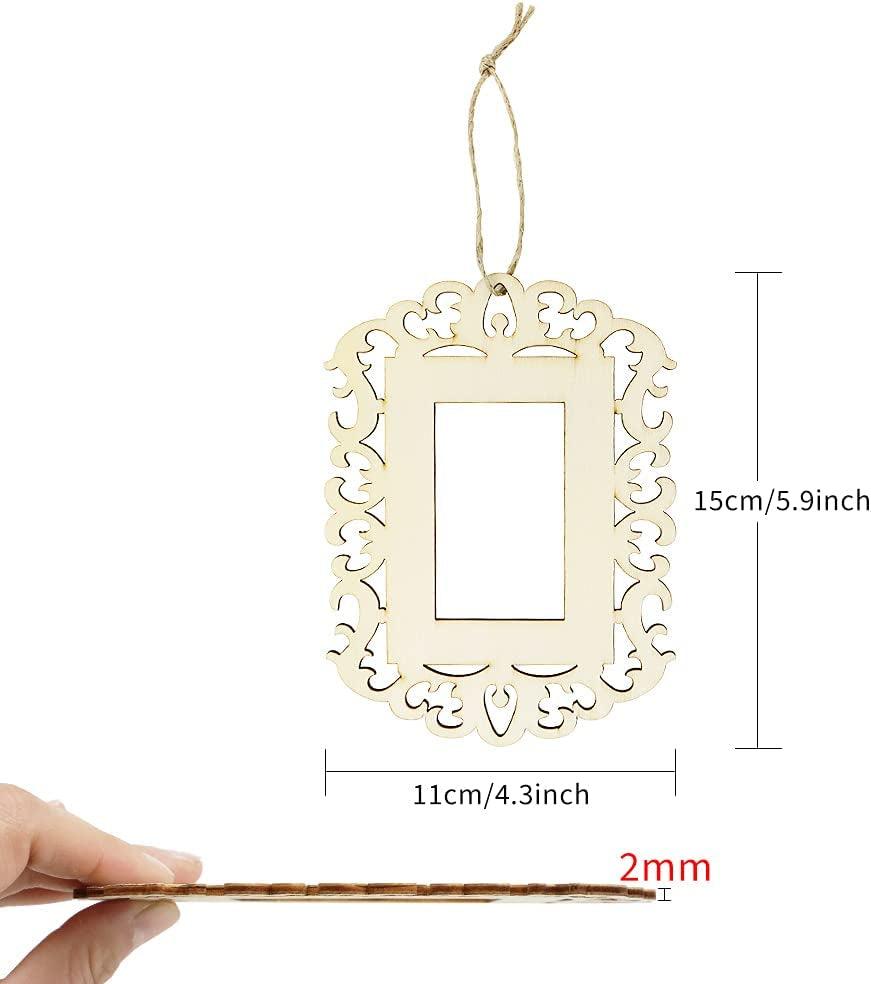 24 Pieces Unfinished Wood Picture Frames, 4.3 X 5.9 Inch Photo Frame with Jute Rope for , Crafts, DIY WoodArtSupply