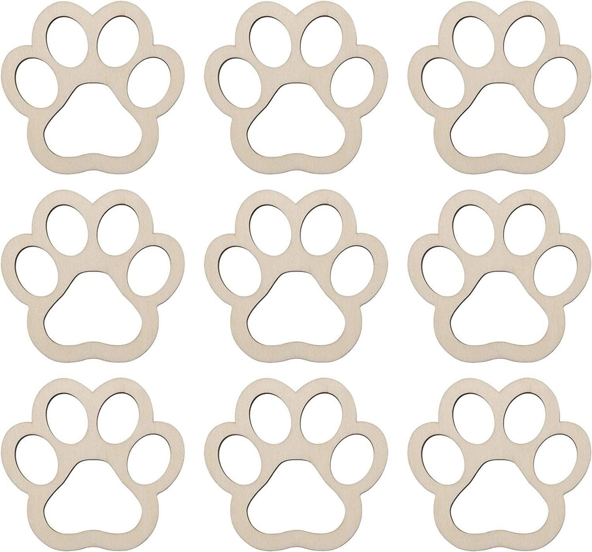 24Pcs Paw Shaped Wooden Cutouts Dog Cat Claws Cutouts Unfinished Wood Pet Paw DIY Craft Decoration, 3.1X3.3 In WoodArtSupply