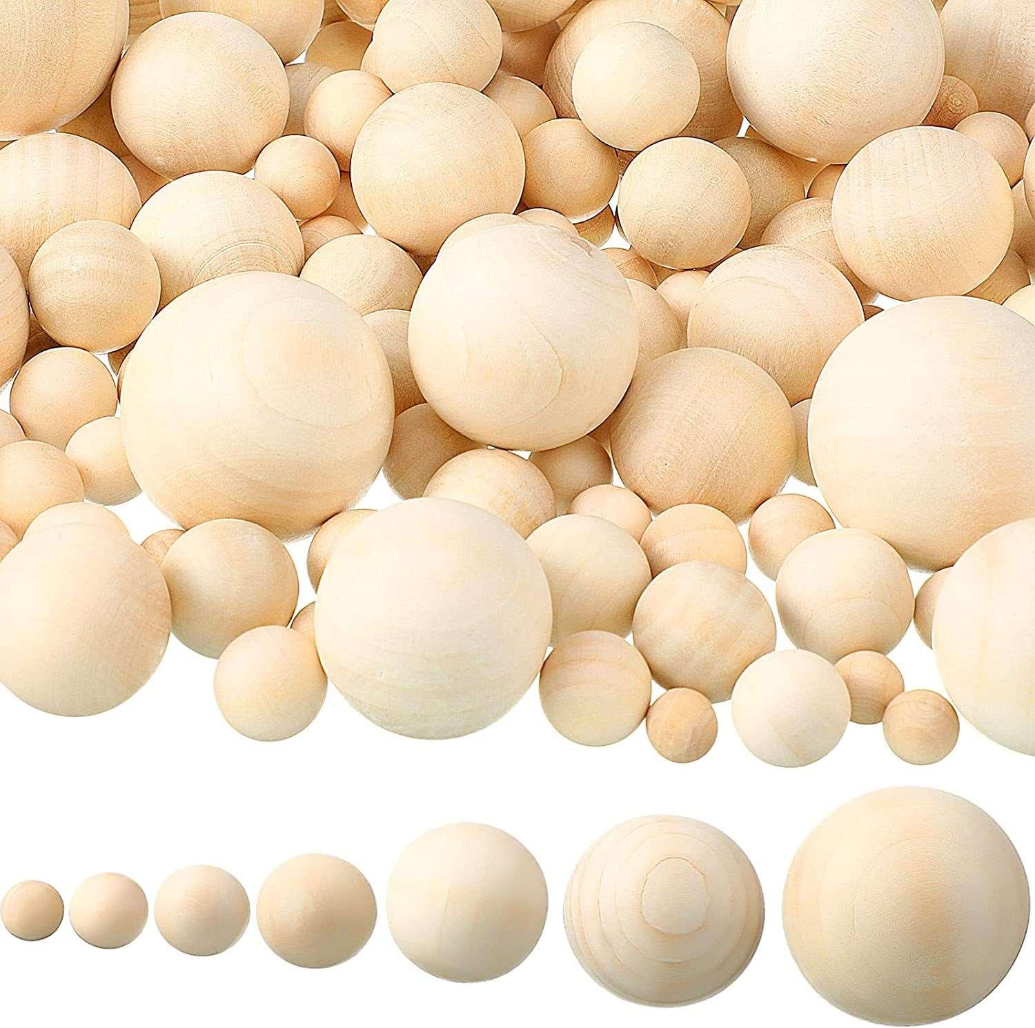 250 Pieces Wooden Balls Unfinished round Wood Balls Craft Small Assorted  Spheres in 7 Sizes DIY Craft Projects Jewelry