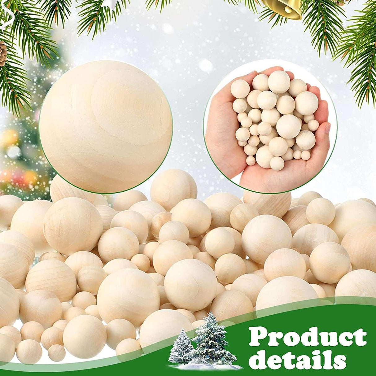 250 Pieces Wooden Balls Unfinished round Wood Balls Craft Small Assorted Spheres in 7 Sizes DIY Craft Projects Jewelry WoodArtSupply