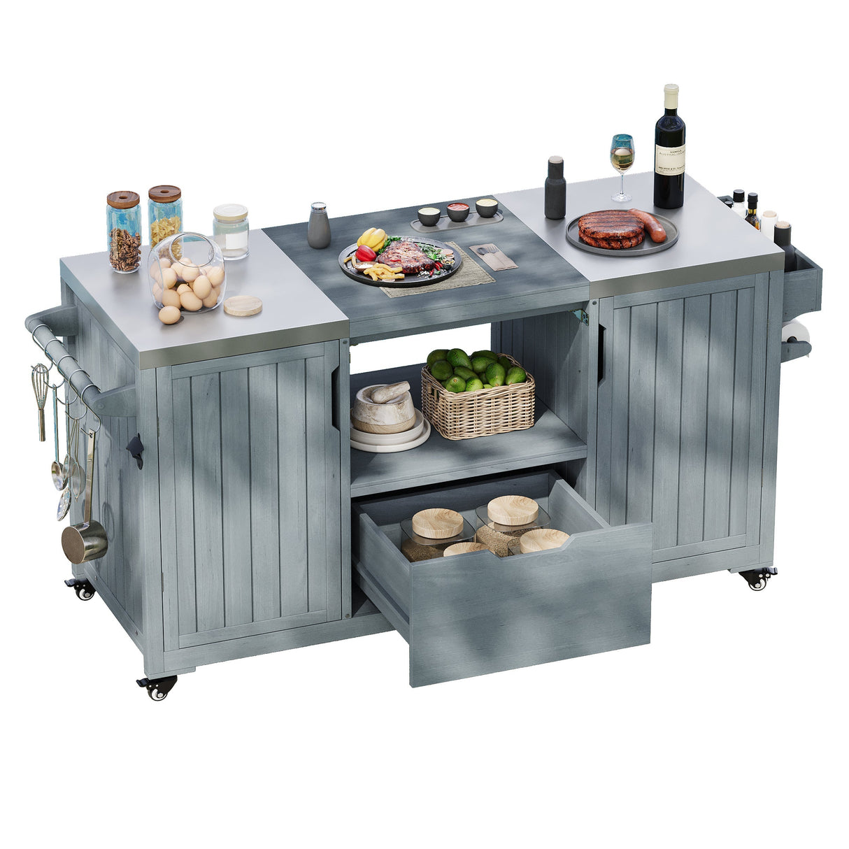 K&K 66.5" Outdoor Kitchen Island for Big Green Egg Grills