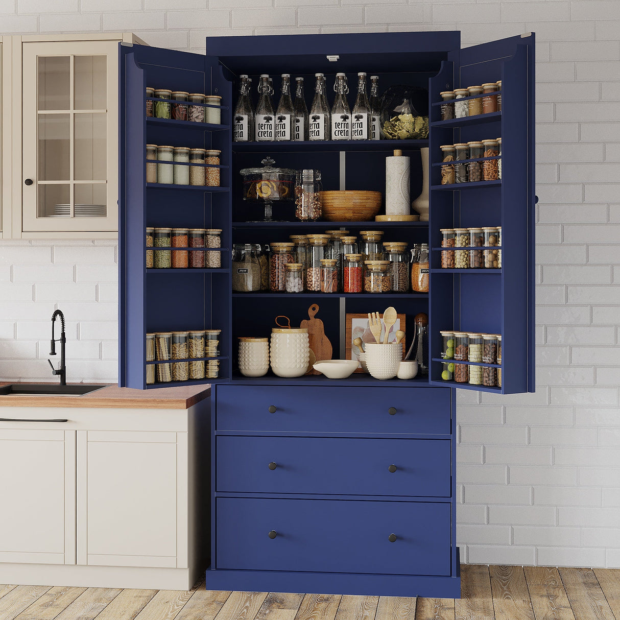 TOPMAX 77inch Farmhouse Kitchen Pantry