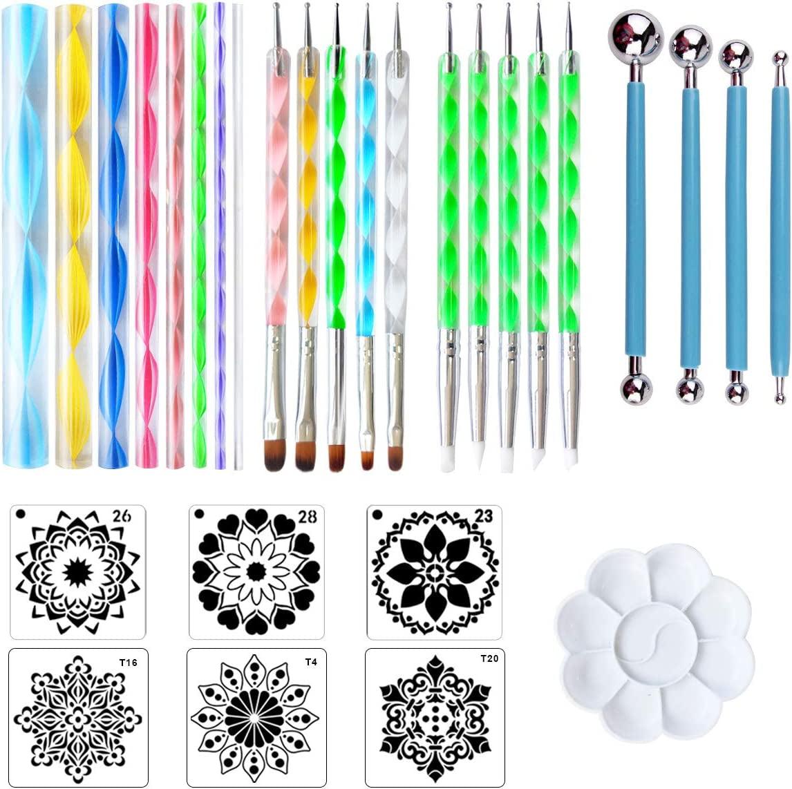 30 PCS Mandala Dotting Kit Mandala Dotting Tools and Stencils for Painting Rocks, Nail Dotting WoodArtSupply