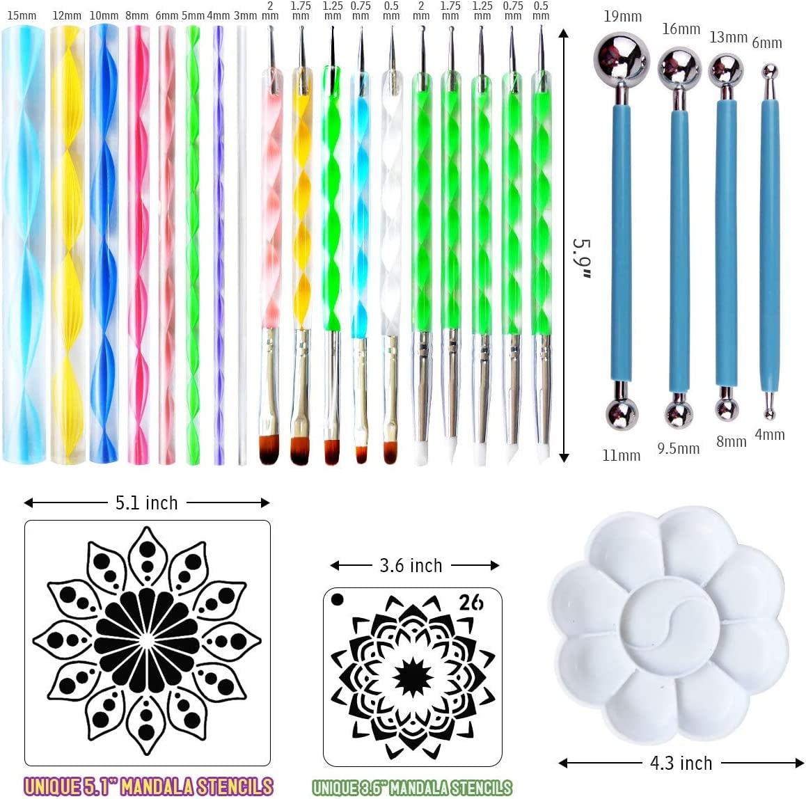 30 PCS Mandala Dotting Kit Mandala Dotting Tools and Stencils for Painting Rocks, Nail Dotting WoodArtSupply