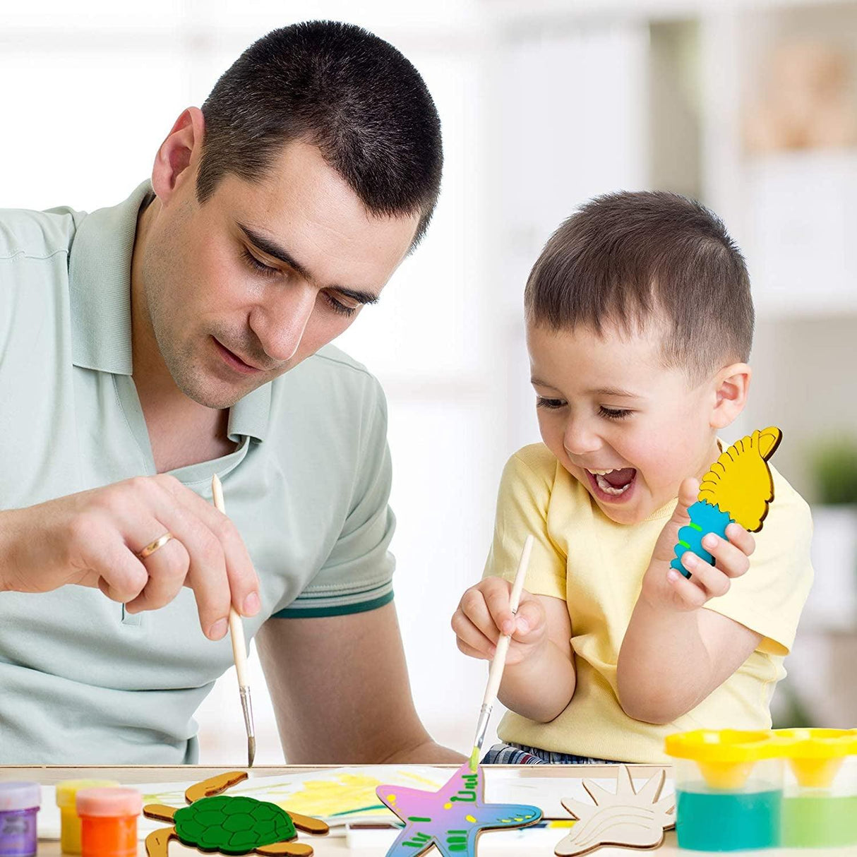 30 Piece Unfinished Wood Cutouts Ocean Animals Wooden Kid DIY Craft Art , Octopus, Whale, Dolphin, Seahorse, Fish (3.9 X 0.1 Inch) WoodArtSupply