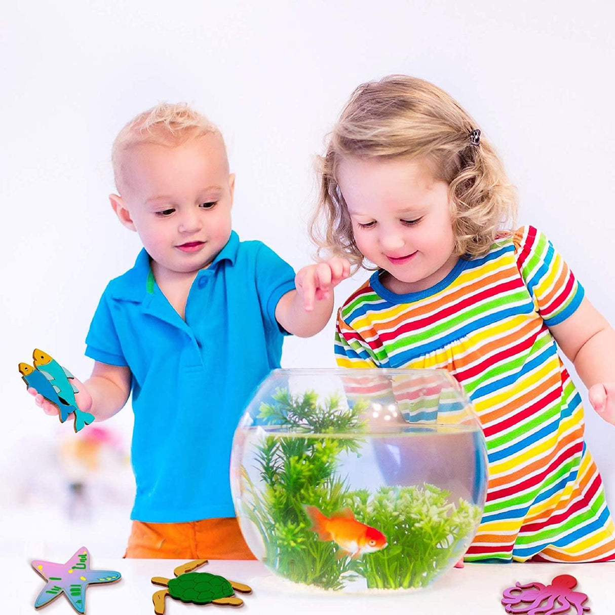 30 Piece Unfinished Wood Cutouts Ocean Animals Wooden Kid DIY Craft Art , Octopus, Whale, Dolphin, Seahorse, Fish (3.9 X 0.1 Inch) WoodArtSupply