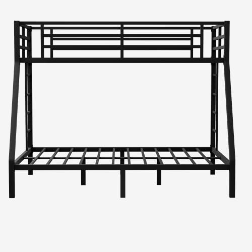 Bellemave Twin XL Over Queen Metal Bunk Bed with 2 Side Ladder, Guardrail and Metal Slats, Heavy Duty Metal Bunk Bed Frame for Kids, Teens and Adults, Twin XL-Over-Queen Bellemave