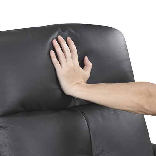 Lexicon Swivel Glider Recliner Chair, Comfy Nursery Glider, Top Grain Leather Match Recliner, Manual Reclining Chair for Living Room/Office/Apartment, Black Lexicon