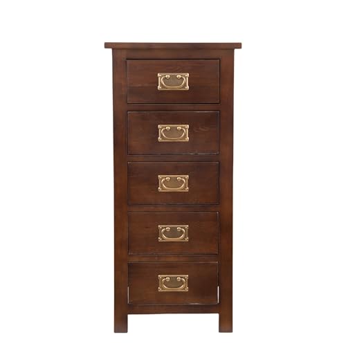 Kemtpase Modern Solid Oak Wood Dresser with 5 Drawers Narrow Chest of Tall Dresser Cabinet Storage Organiser Bedside Modern Dressers for Bedroom Kemtpase