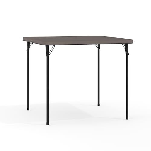 Flash Furniture Dunham 2.83' Square Plastic Folding Event Table with Carrying Handle, Bi-Fold Banquet Table for Indoor/Outdoor Events, Dark Gray Flash Furniture