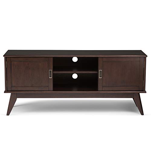 SIMPLIHOME Draper SOLID WOOD Universal TV Media Stand, 60 inch Wide,Industrial, Living Room Entertainment Center, Storage Shelves and Cabinets, for SIMPLIHOME