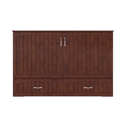 AFI, Southampton Murphy Bed Chest Queen with 6" Mattress, Storage Drawer & Built-in USB Charger, Walnut