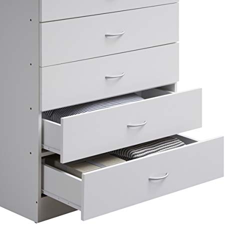 HODEDAH 7 Drawer Wood Dresser for Bedroom, 31.5 inch Wide Chest of Drawers, with 2 Locks on the Top Drawers, Storage Organization Unit for Clothing, White Hodedah