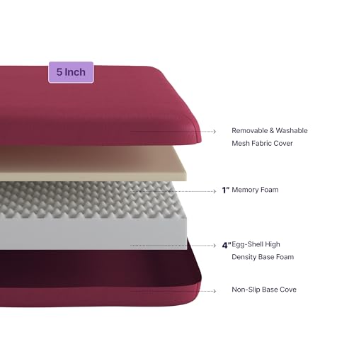 NapQueen 5 Inch Twin Memory Foam Mattress, Medium Feel, CertiPUR-US Certified, Bed in a Box, Breathable Soft Fabric Cover, Pink NapQueen