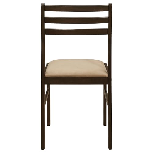 Coaster Home Furnishings 3-Piece Round Wood Dining Room Set Drop Leaf Extension Table Ladder Back Side Chairs Upholstered Seat Cushions Cappuccino and Tan 130005 Coaster Fine Furniture