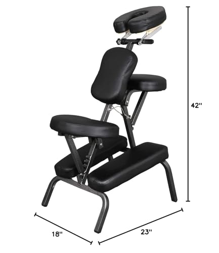 JupiterForce Portable Massage Chair Foldable Lightweight Tattoo Therapy Chair with Adjustable 4 Inches Thick Sponge Face Cradle for Client Spa Salon Massage with Carrying Bag (Black) JupiterForce