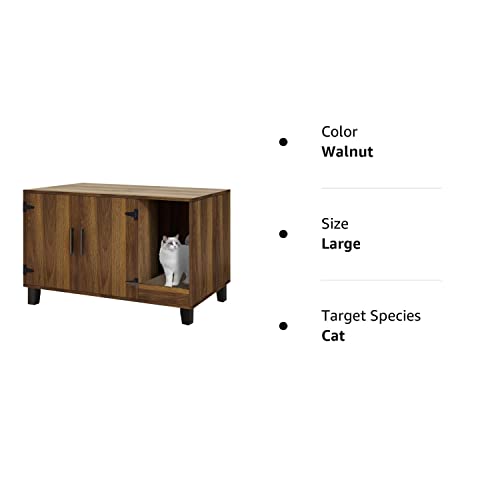 TaoHFE Litter Box Enclosure Cat Litter Box Furniture Hidden With Cat Scratch Pad Decorative Farmhouse Wooden Hidden Litter Box Cat House Litterbox Furniture Cat Box Furniture Litter Box Cabinet,Walnut TaoHFE