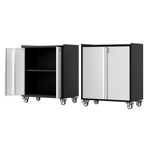 IDEALHOUSE 46" Rolling Garage Storage Cabinet with Locking Doors - Heavy-Duty Metal Shelving Unit, Mobile Tool Organizer for Home Office Workshop Organization IDEALHOUSE