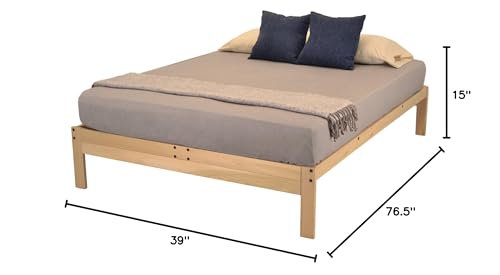 KD Frames Nomad Platform Bed - Twin Bed Frame - Unfinished Wood Bed Frame - Minimalist Swedish Design - Natural Wood Bed - Easy Assembly, No Box Spring Needed - Solid Wood Twin Platform Bed KD Frames