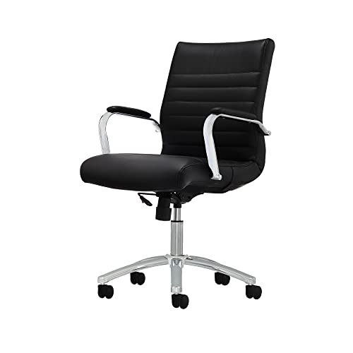 Realspace® Modern Comfort Series Winsley Bonded Leather Mid-Back Chair, Black Realspace