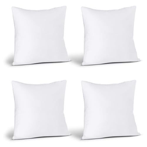 Utopia Bedding Throw Pillows (Set of 4, White) – 18 x 18 Inches Down Alternative Pillows for Bed, Sofa, and Couch - Fluffy Decorative Stuffer Pillow for Indoors & Outdoors Utopia Bedding