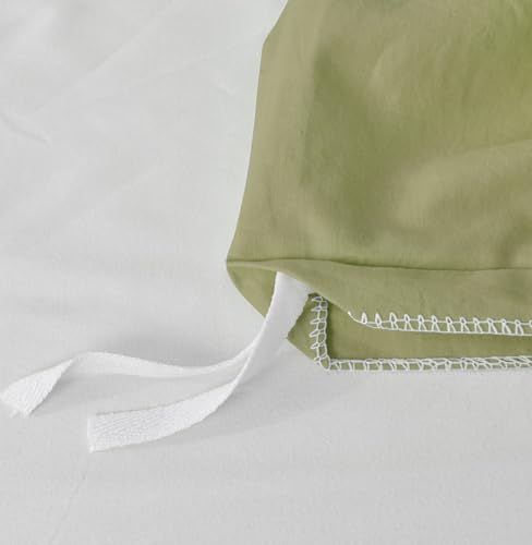 Colourful Snail 100-Percent Natural Washed Cotton Duvet Cover Set, Ultra Soft and Easy Care, Zipper Closure, Corner Ties, Simple Bedding Style, Queen/Full, Olive Green (Comforter Not Included) Colourful Snail