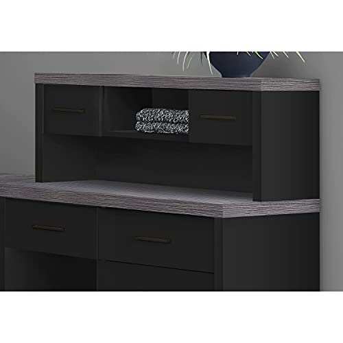 Monarch Specialties Computer Desk L-Shaped - Left or Right Set- Up - Corner Desk with Hutch 60"L (Black - Grey Top) Monarch Specialties
