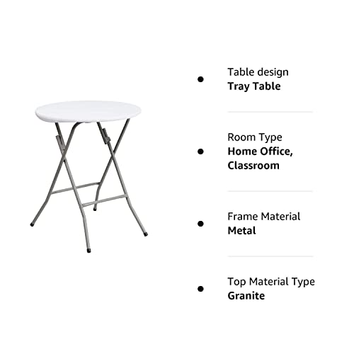 Flash Furniture Elon 2' Round All-Occasion Plastic Folding Event Table, Foldable Portable Banquet Table for Indoor/Outdoor Events, White Flash Furniture