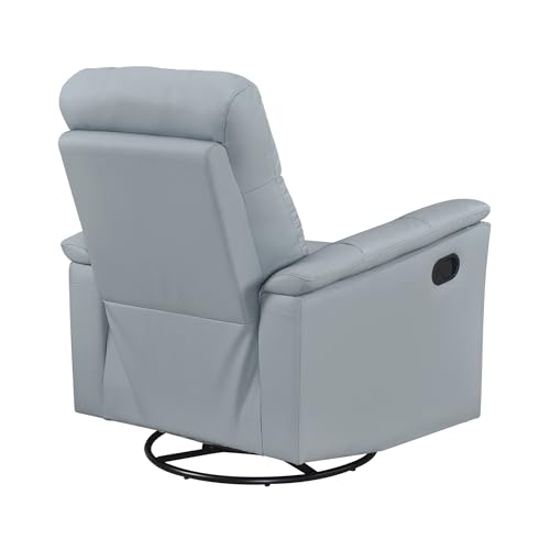 Lexicon Swivel Glider Recliner Chair, Comfy Nursery Glider, Top Grain Leather Match Recliner, Manual Reclining Chair for Living Room/Office/Apartment, Blue Lexicon