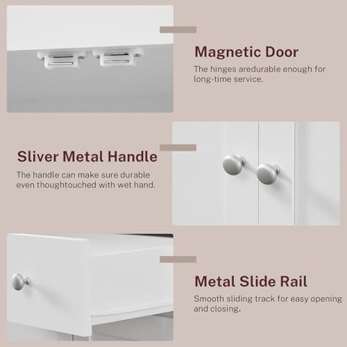 FIONESO 72” Pantry Cabinet, Kitchen Pantry Cabinet with 6 Doors Shelves and 1 Drawer, Tall Storage Cabinet, Cupboard with 4 Door for Kitchen, Dinging Room, Living Room, White FIONESO