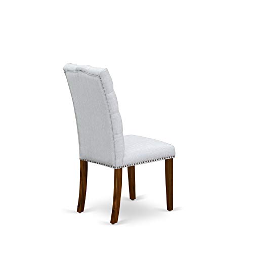 East West Furniture LAEL9-78-05 9 Piece Dining Set Includes a Rectangle Dining Room Table with Removable Leaf and 8 Grey Linen Fabric Upholstered Chairs, 42x92 Inch, Jacobean East West Furniture