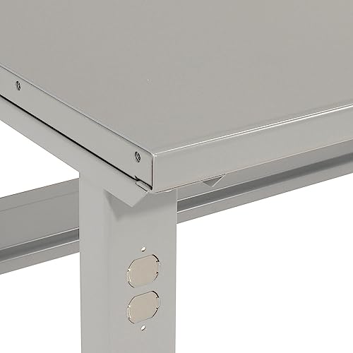 Global Industrial Mobile Adjustable Height C-Channel Leg Workbench, 48"W x 30"D, 1-3/4" Steel Top with Square Edge, 2000 Lbs. Capacity, Gray, Industrial Workbench Global Industrial