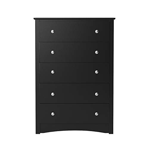 Prepac Sonoma Superior 5-Drawer Chest for Bedroom - Spacious and Stylish Chest of Drawers, Measuring 17.75"D x 31.5"W x 44.75"H, In Black Finish Prepac