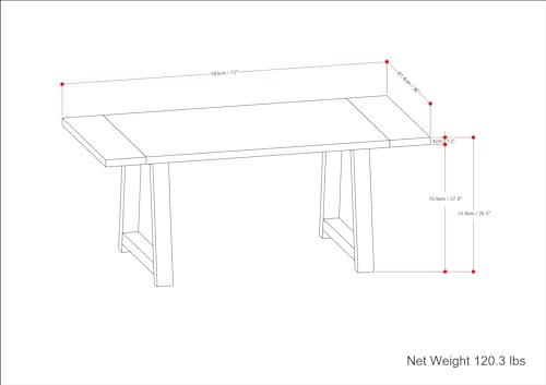 SIMPLIHOME Whitley Dining, Solid Mango Wood Farmhouse-Style Rectangular Kitchen Table in Grey Wash for 4 to 8 People, 72 inches SIMPLIHOME