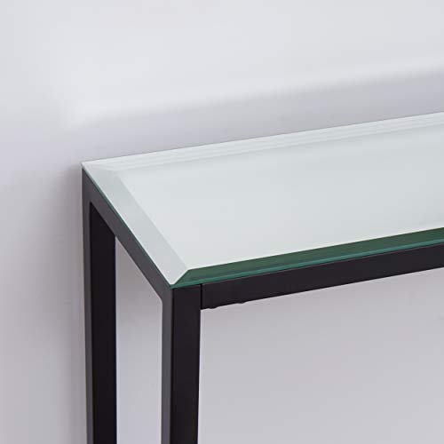 SEI Furniture Darrin Narrow Mirrored Top Console Table, 56", Black SEI Furniture