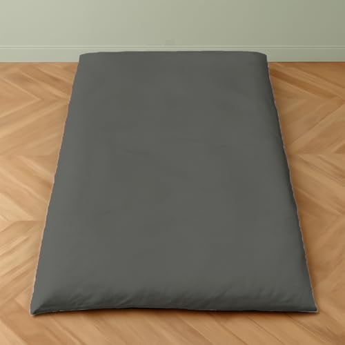 Twin XL Size Japanese Zippered Futon Covers - 100% Egyptian Cotton - Floor Mattress Cover for Traditional Japanese - Super Soft Couch Slipcovers Floor Mats Sofa Protector, Dark Grey Yarns of Cotton