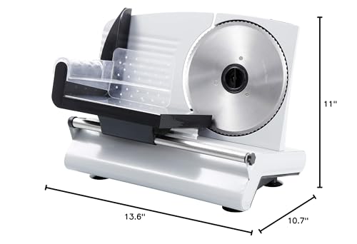 ZENY Professional Stainless Steel Electric Meat Slicer Food & Vegetable Cutter with Removable 7.5" Blade - Adjustable Knob for Thickness - Anti Slip Rubber Feet - Sliver (7.5") ZENY