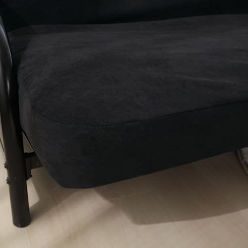OctoRose Full Size 54x75x8inch 3 Side Zipper Classic Soft Micro Suede Futon Cover Slipcover Sofa Day Bed Mattress Cover Couch Protector (Cover ONLY) (Black) OctoRose