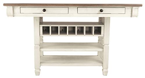 Signature Design by Ashley Bolanburg Farmhouse Counter Height Dining Room Table, White & Brown Signature Design by Ashley