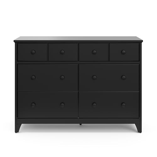 Storkcraft Moss 6 Drawer Double Dresser (Black) – GREENGUARD Gold Certified, Wood Dresser for Nursery, 6 Drawer Dresser, Kids Dresser, Nursery Dresser Drawer Organizer, Chest of Drawers Storkcraft