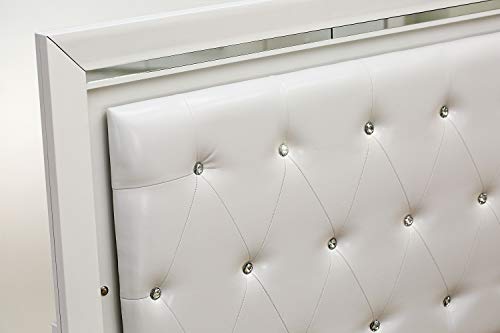 Pandora White Queen Bed Frame with Adjustable LED Headboard by East West Furniture East West Furniture