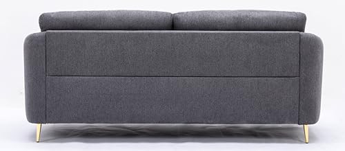 Acme Furniture Yuina Upholstered Fabric & Metal Sofa in Gray and Gold Acme