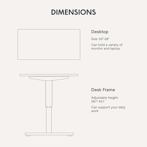 FLEXISPOT EN1 One-Piece Standing Desk with 1-Inch Thick Desktop, 55"x28" Electric Height Adjustable Desk for Home Office & Multi-Device Workstations, Rustic Brown FLEXISPOT